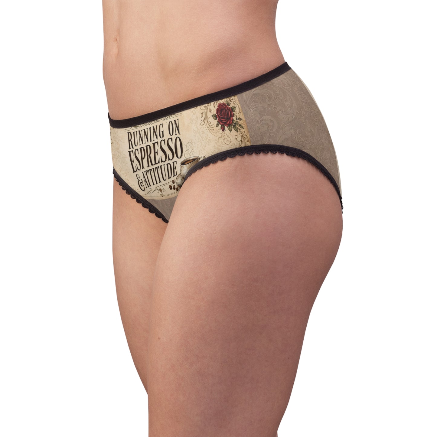 Espresso Yourself Couture Collection : Running on Espresso & Attitude Women's Briefs - Vintage Coffee Print - Collection One - Style One