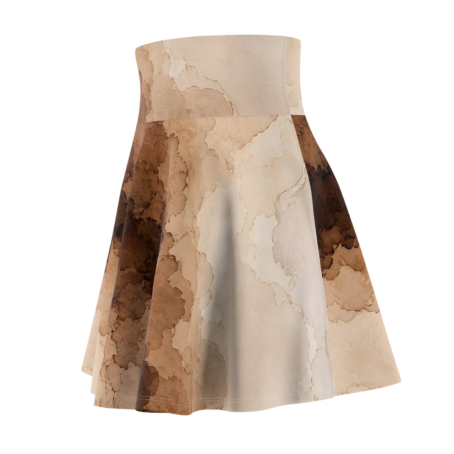 Espresso Yourself Couture Collection : Brown Watercolor Marble Skater Skirt - Collection One  - Style Two