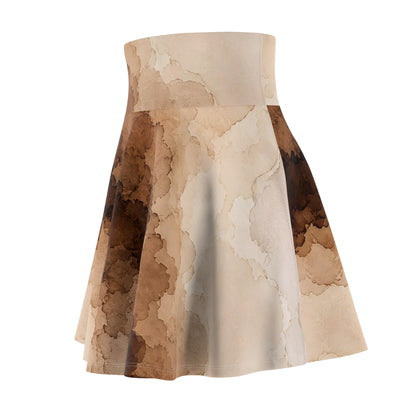 Espresso Yourself Couture Collection : Brown Watercolor Marble Skater Skirt - Collection One  - Style Two