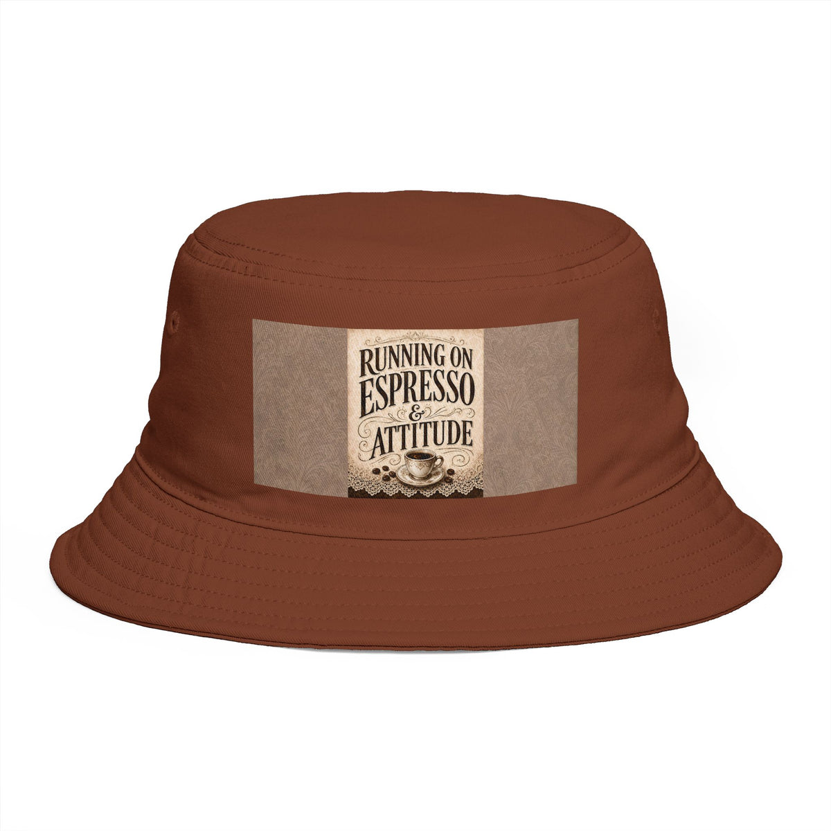 Espresso Yourself Couture Collection : Running on Espresso Attitude Bucket Hat — Coffee Lover Patch Bucket Hat - Collection One - Style One