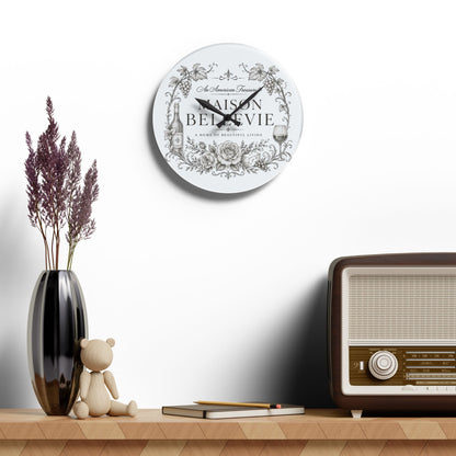Acrylic Wall Clock — Maison Bellevie Vintage Floral Wine Kitchen Clock