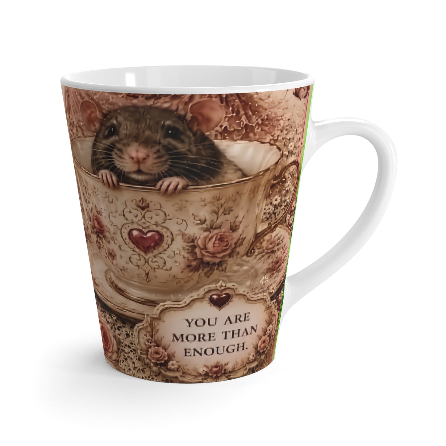 RattaCutie Couture Limited Edition Series 3 Latte Mug — Vintage Floral Key & Teacup Design