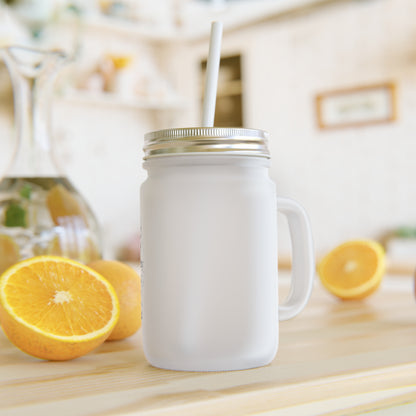 Cafe Soul Society Mason Jar Mug with Straw – Café Soul Society Frosted Glass Drink Tumbler