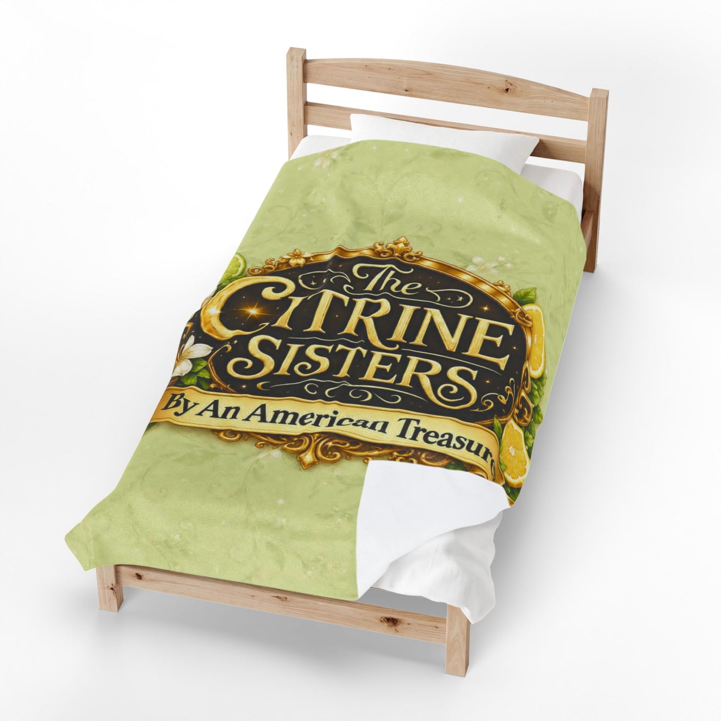 Citrine Sisters Velveteen Plush Blanket – Lemon Floral Logo Throw Limited Edition Design One Series One