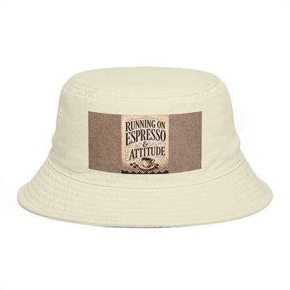 Espresso Yourself Couture Collection : Running on Espresso Attitude Bucket Hat — Coffee Lover Patch Bucket Hat - Collection One - Style One