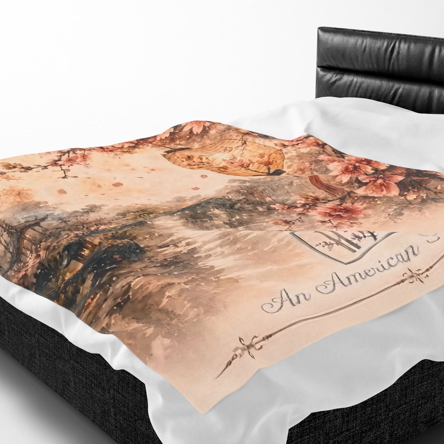 Bamboo & Blossom Velveteen Blanket - Cherry Blossom Lantern Scenic Throw (An American Treasure)