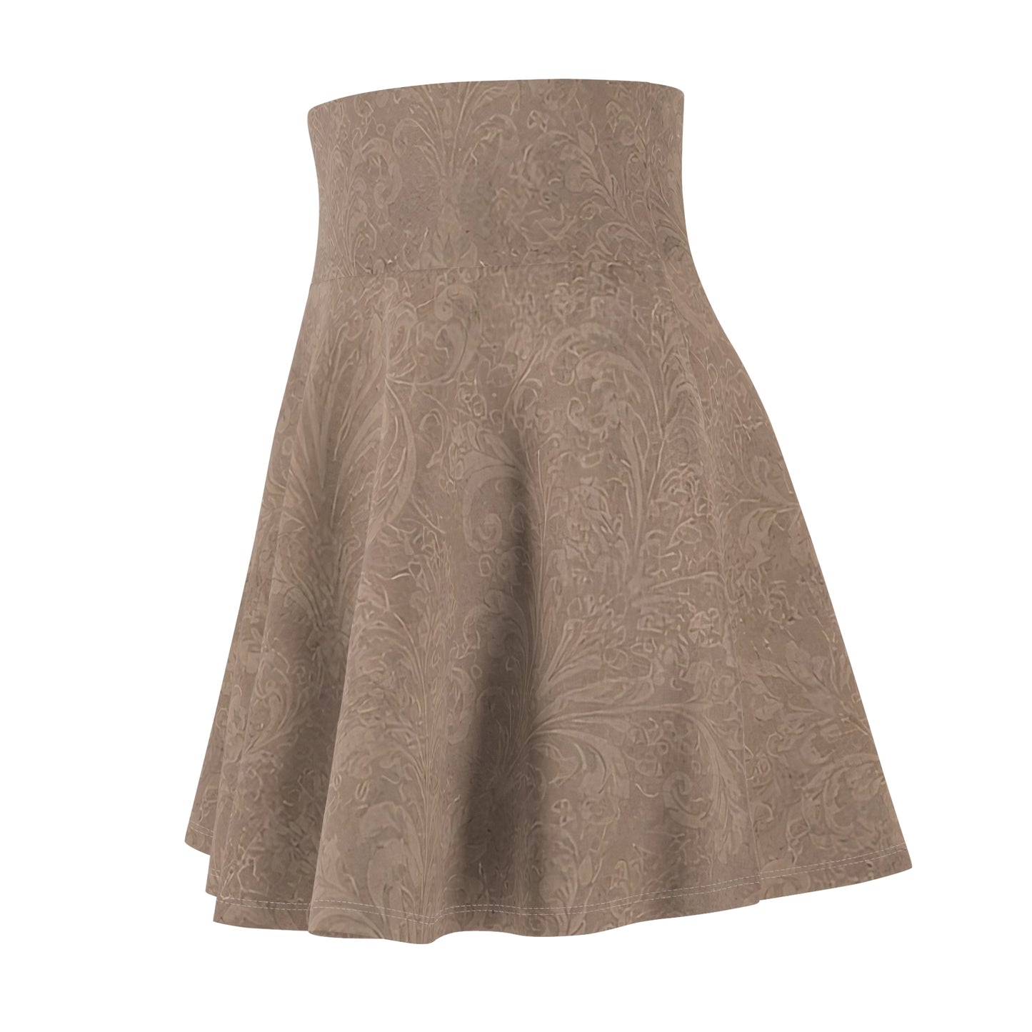 Espresso Yourself Couture Collection : Brown Paisley Skater Skirt — Vintage-Inspired AOP Flared Mini for Casual & Date Nights - Collection One - Style One
