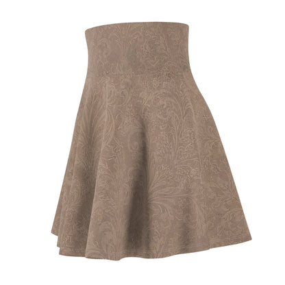 Espresso Yourself Couture Collection : Brown Paisley Skater Skirt — Vintage-Inspired AOP Flared Mini for Casual & Date Nights - Collection One - Style One
