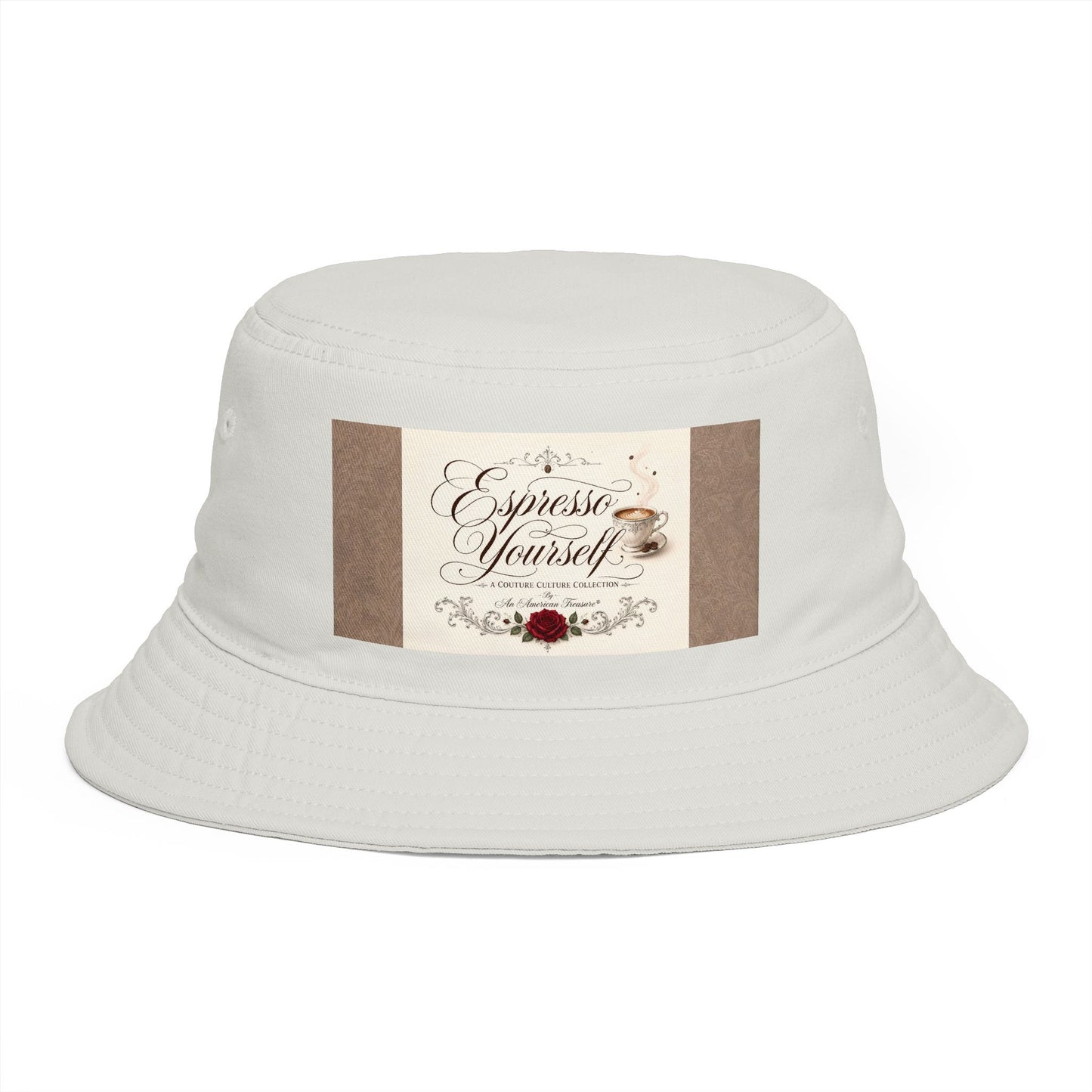 Express Yourself Couture Collection Coffee Patch Bucket Hat — Vintage Café Vibe, Casual Sun Hat for Coffee Lovers - Collection One - Style One