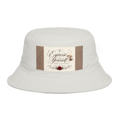Express Yourself Couture Collection Coffee Patch Bucket Hat — Vintage Café Vibe, Casual Sun Hat for Coffee Lovers - Collection One - Style One