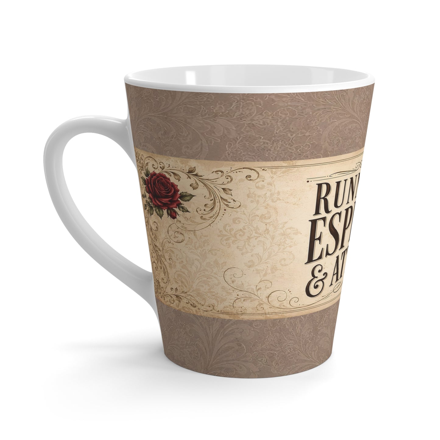 Espresso Yourself Couture Collection : Running on Espresso & Attitude Latte Mug — Vintage Coffee Quote Cup for Coffee Lovers - Collection One - Style One