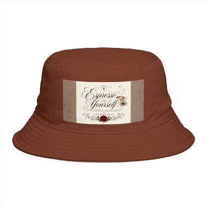 Express Yourself Couture Collection Coffee Patch Bucket Hat — Vintage Café Vibe, Casual Sun Hat for Coffee Lovers - Collection One - Style One
