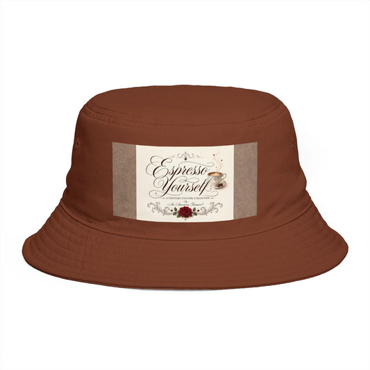 Express Yourself Couture Collection Coffee Patch Bucket Hat — Vintage Café Vibe, Casual Sun Hat for Coffee Lovers - Collection One - Style One