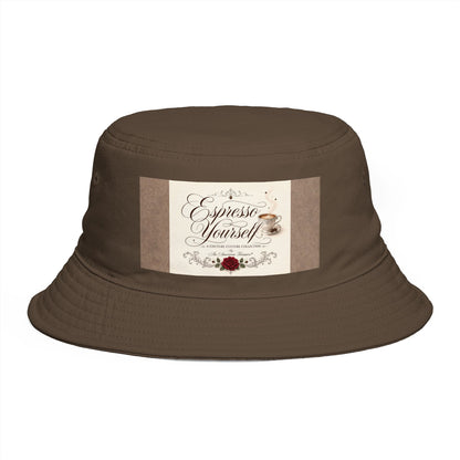 Express Yourself Couture Collection Coffee Patch Bucket Hat — Vintage Café Vibe, Casual Sun Hat for Coffee Lovers - Collection One - Style One
