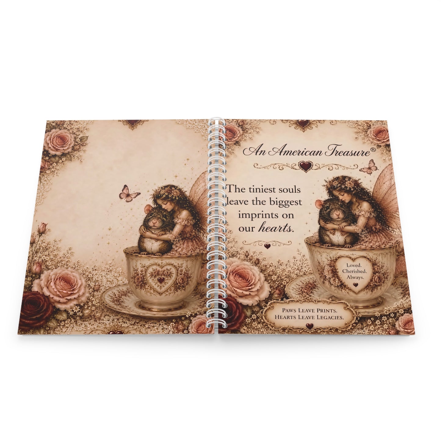 RattaCutie Couture Limited Edition Vintage Floral Rat Spiral Notebook – 'An American Treasure' Journal