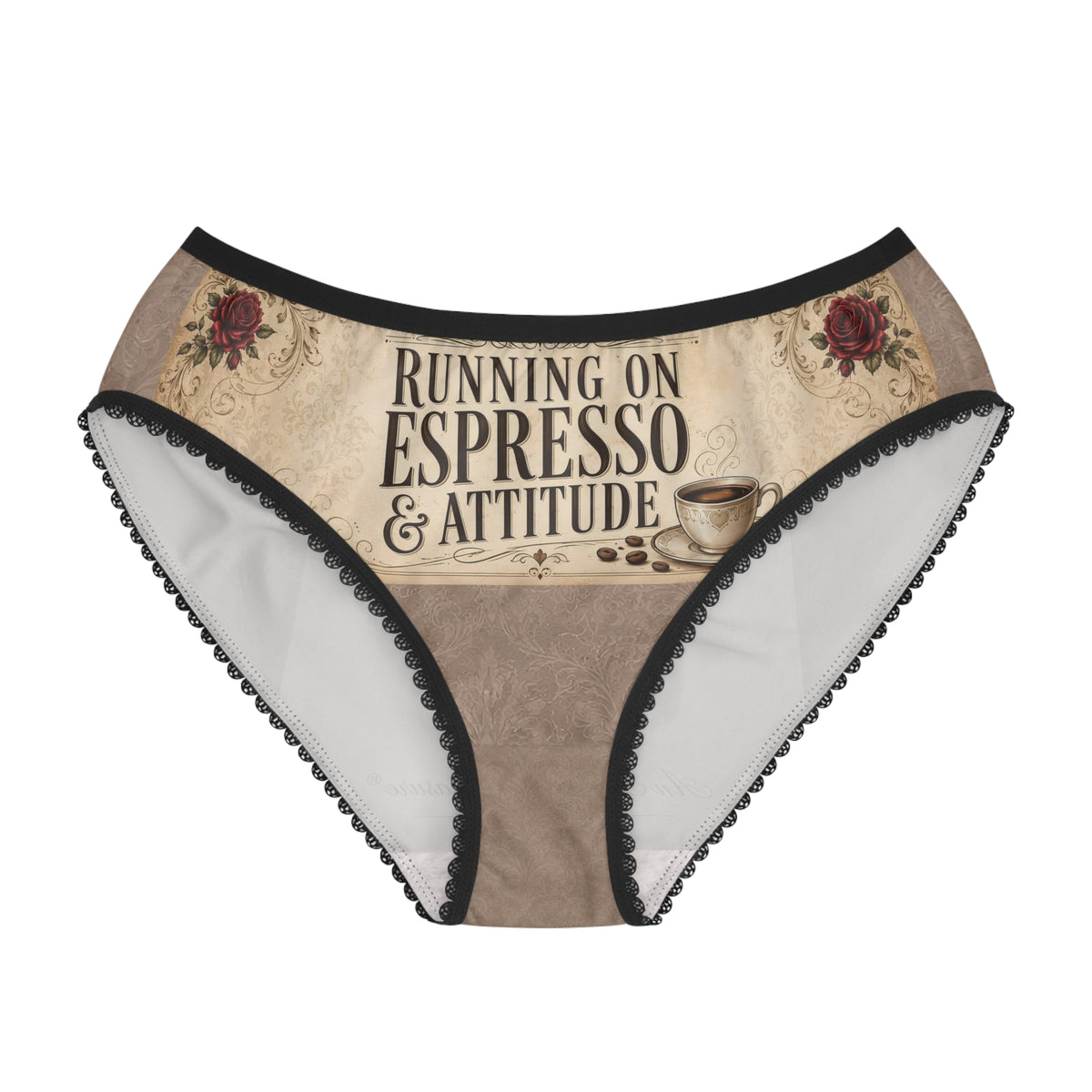 Espresso Yourself Couture Collection : Running on Espresso & Attitude Women's Briefs - Vintage Coffee Print - Collection One - Style One