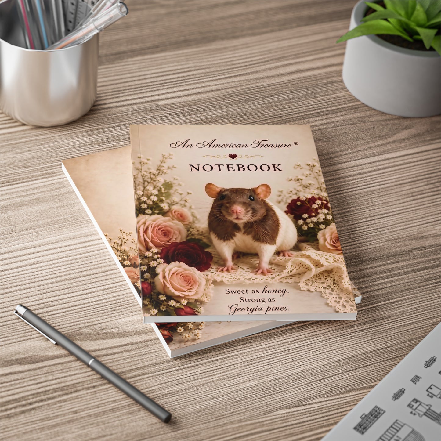 RattaCutie Couture Limited Edition Vintage Floral Notebook — "An American Treasure" A5 Softcover Journal