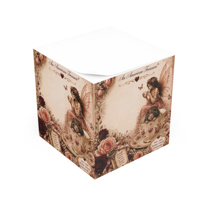 RattaCutie Couture Limited Edition Design 3 Fairy Tea Note Cube - Floral Inspirational Memo Pad ("You Are More Than Enough")